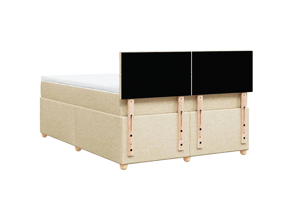 Cama box spring con colchón tela color crema 140x200 cm