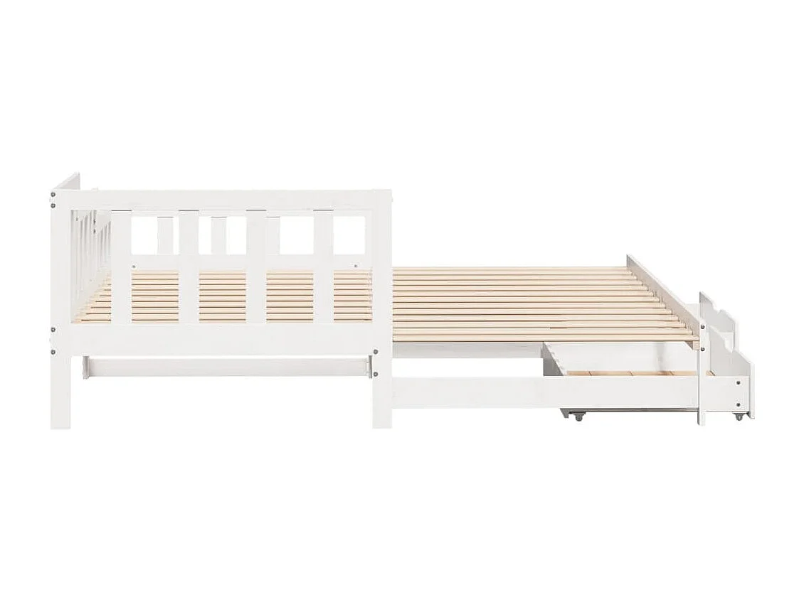 Slaapbank met onderschuifbed/lades zonder matras 90x200 cm wit