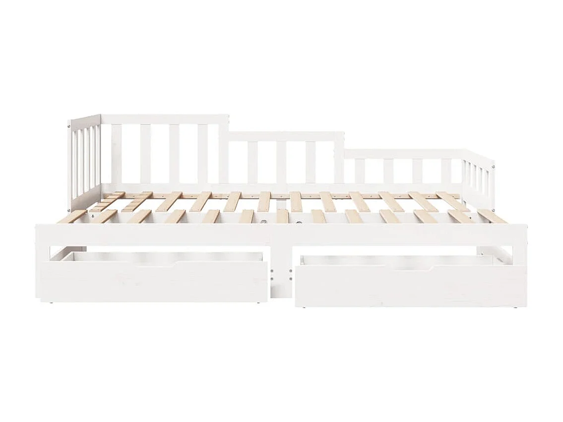 Tagesbett Ausziehbar mit Schubladen ohne Matratze Weiß 90x200cm
