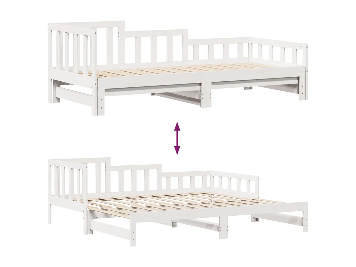 Tagesbett Ausziehbar mit Schubladen ohne Matratze Weiß 90x200cm