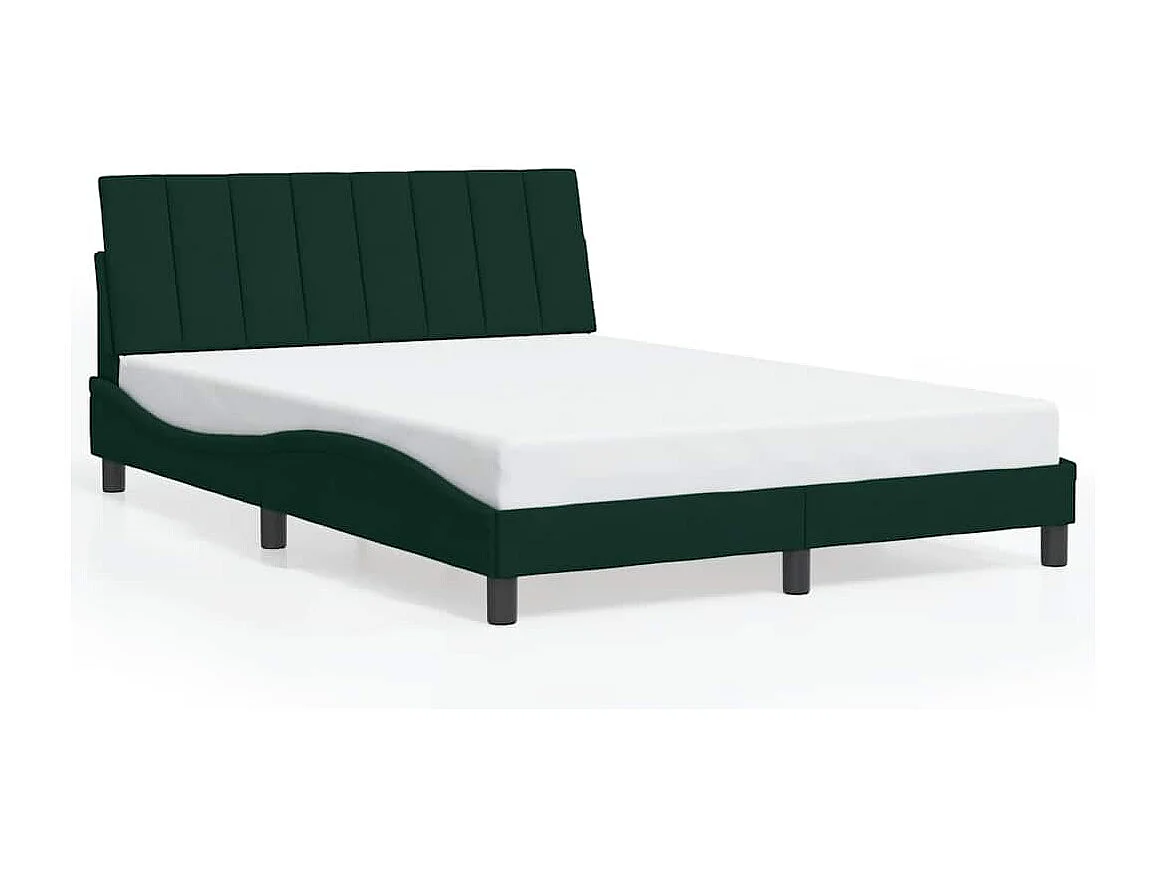 Estructura de cama con LED sin colchón Hanko terciopelo verde oscuro 140x190 cm
