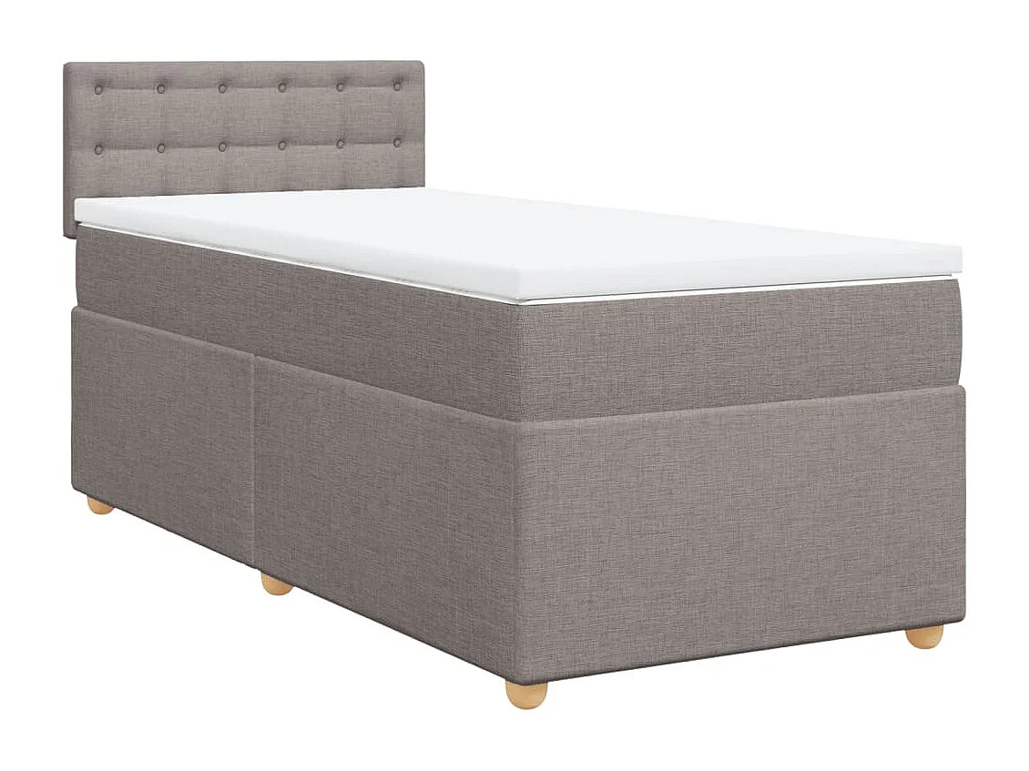 Cama box spring con colchón tela gris taupe 100x200 cm