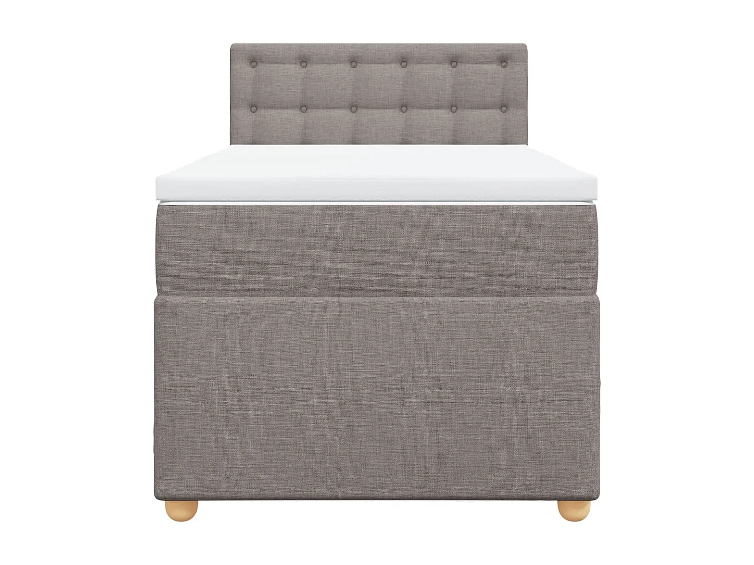 Cama box spring con colchón tela gris taupe 100x200 cm