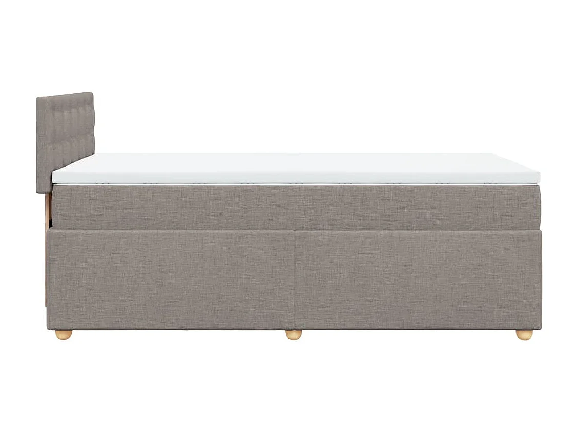 Cama box spring con colchón tela gris taupe 100x200 cm