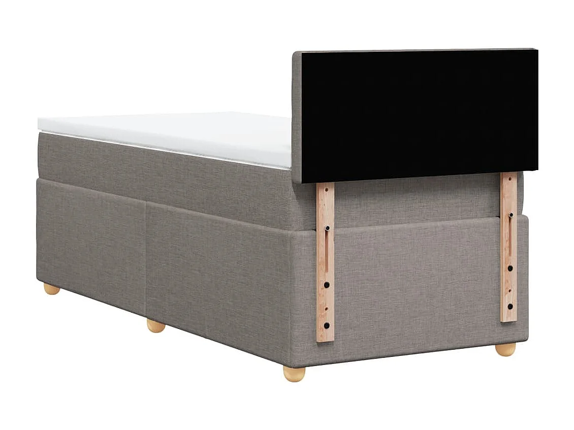 Cama box spring con colchón tela gris taupe 100x200 cm