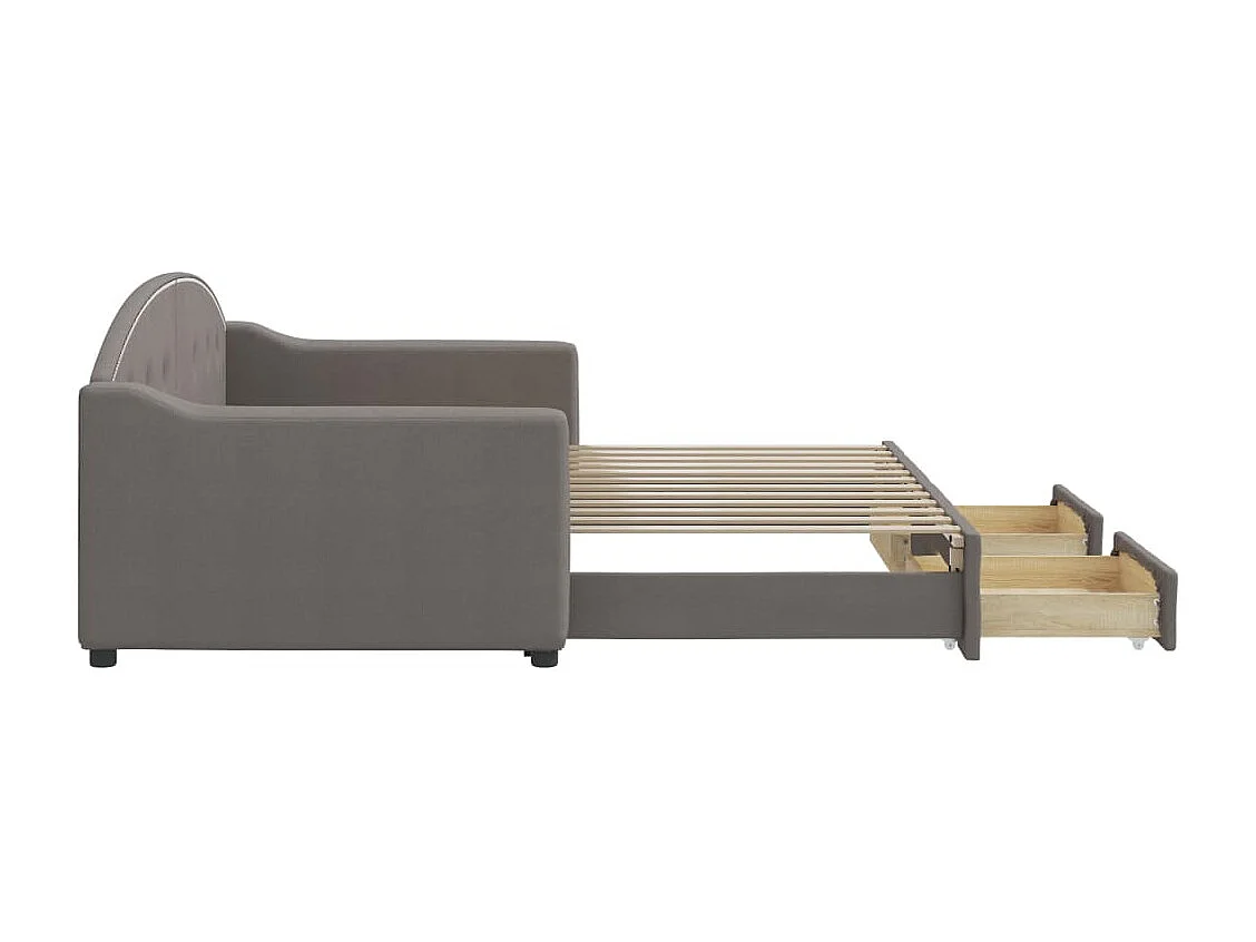Sofá-cama c/ gavetão/gavetas 90x200 cm tecido cinza-acastanhado