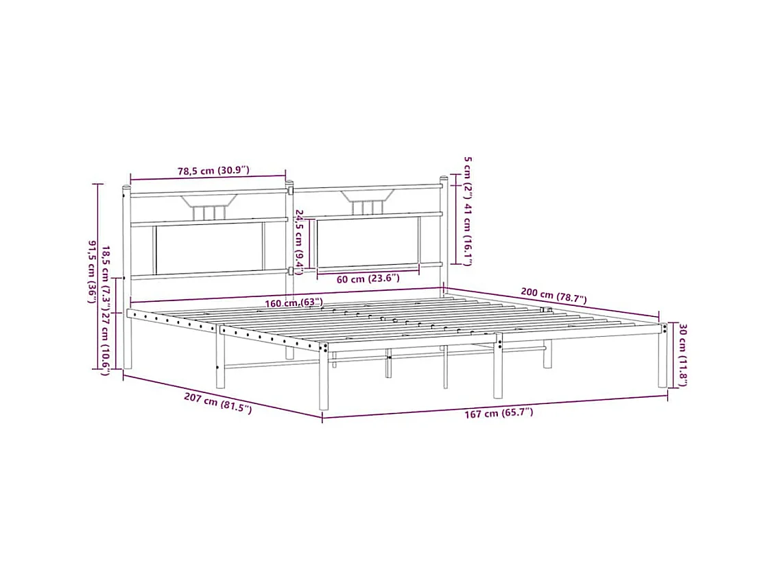 Bettgestell ohne Matratze Braun Eiche 160x200 cm Holzwerkstoff