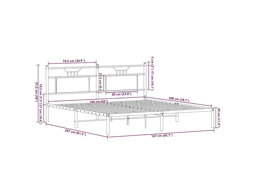 Cadre de lit sans matelas chêne marron 160x200 cm