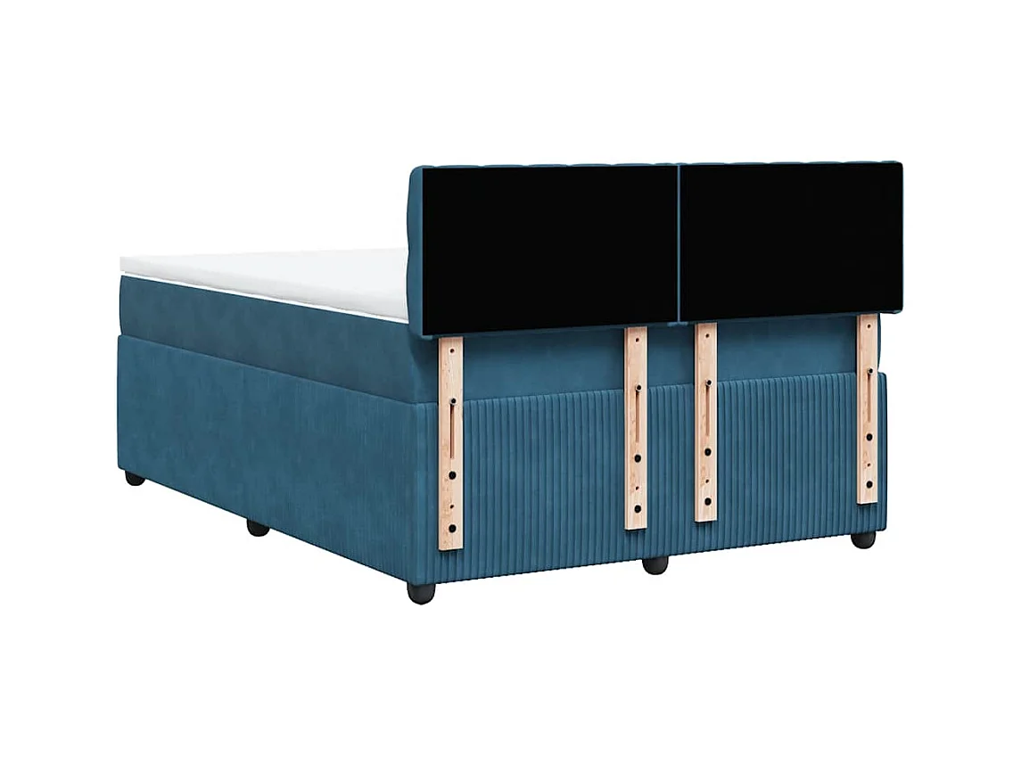 Boxspringbett mit Matratze Blau 140x190 cm Samt