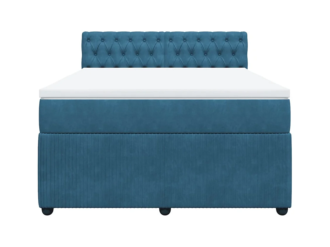 Boxspringbett mit Matratze Blau 140x190 cm Samt