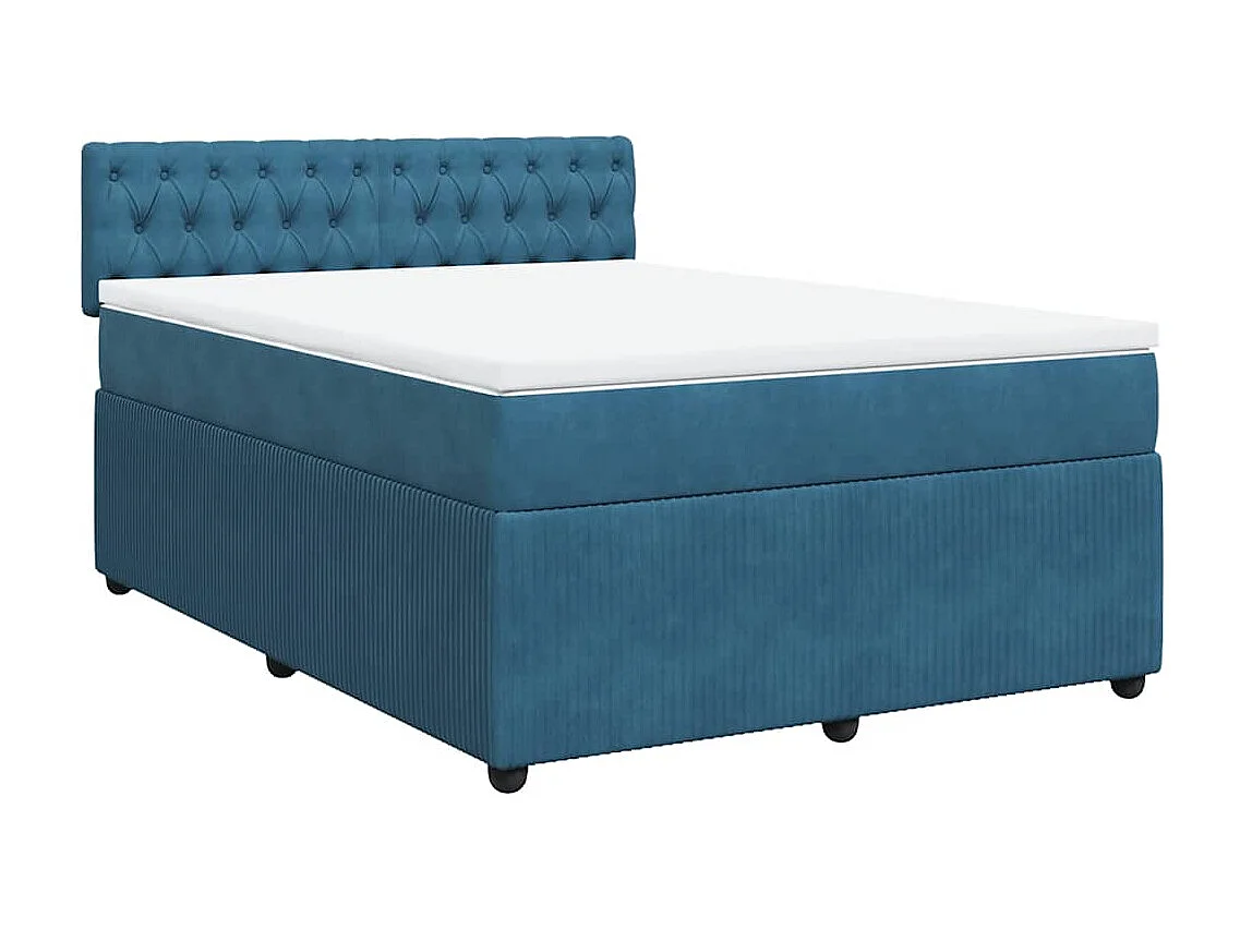 Boxspringbett mit Matratze Blau 140x190 cm Samt