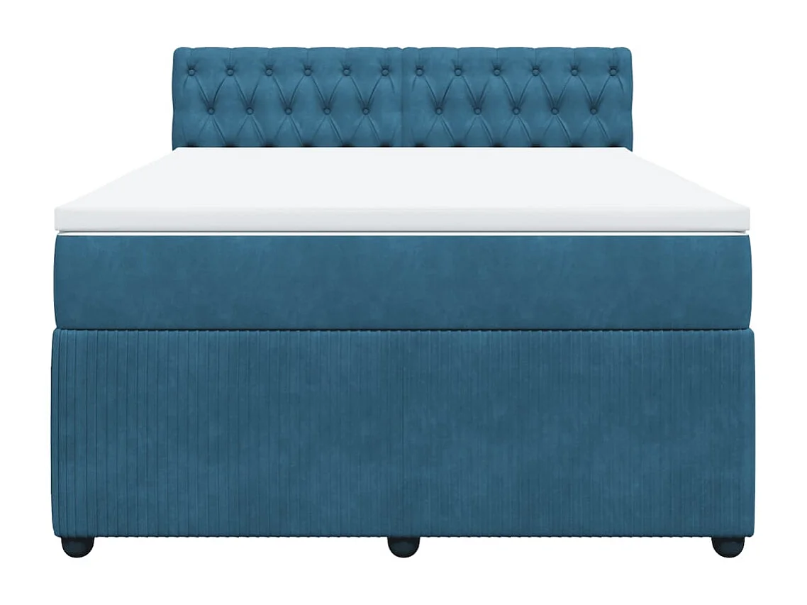 Boxspringbett mit Matratze Blau 140x190 cm Samt
