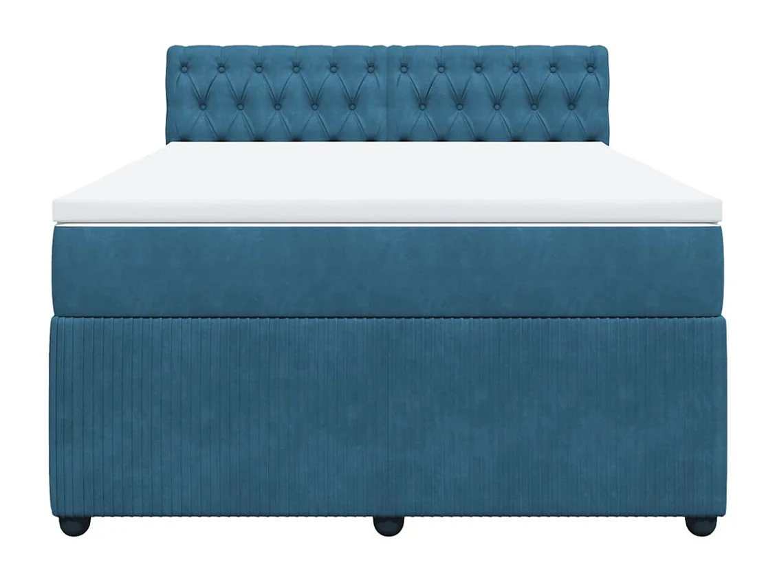 Boxspringbett mit Matratze Blau 140x190 cm Samt