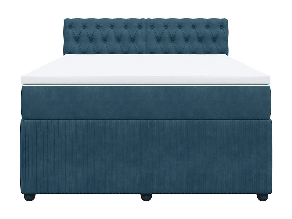 Boxspringbett mit Matratze Blau 140x190 cm Samt