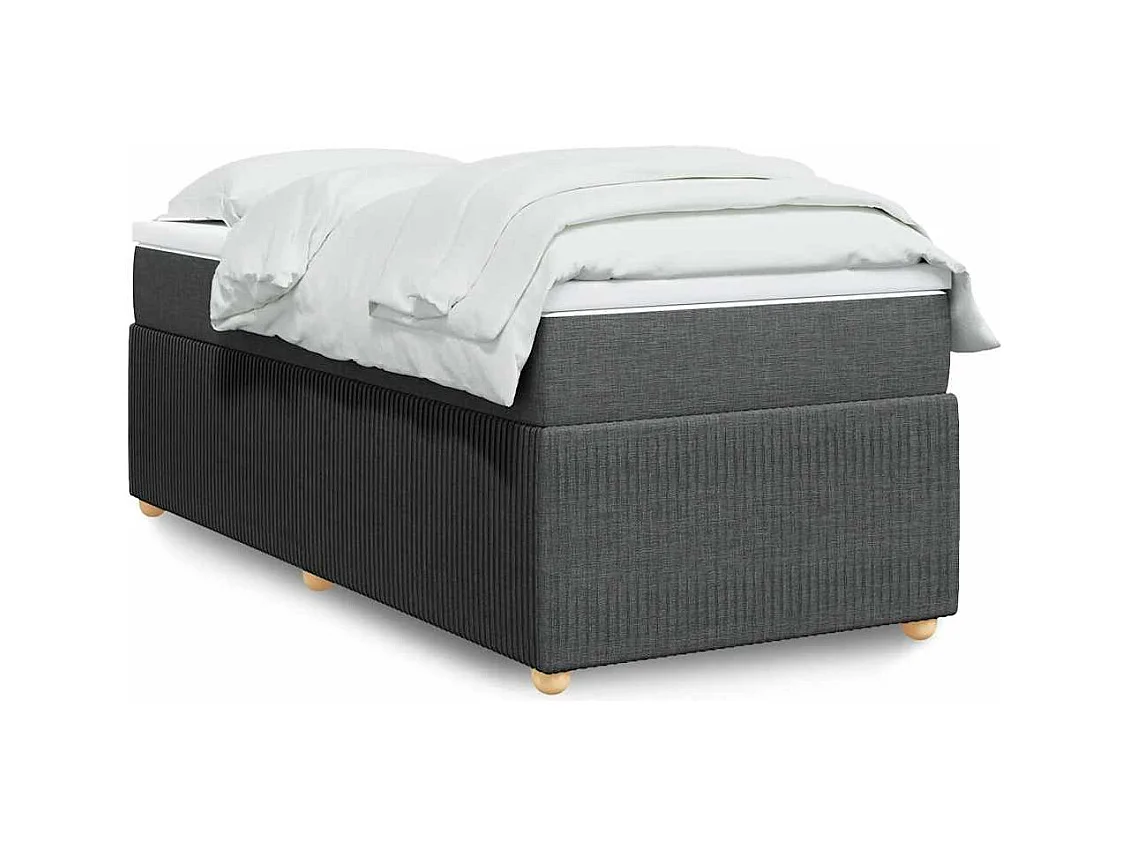 Boxspring met matras stof donkergrijs 90x190 cm
