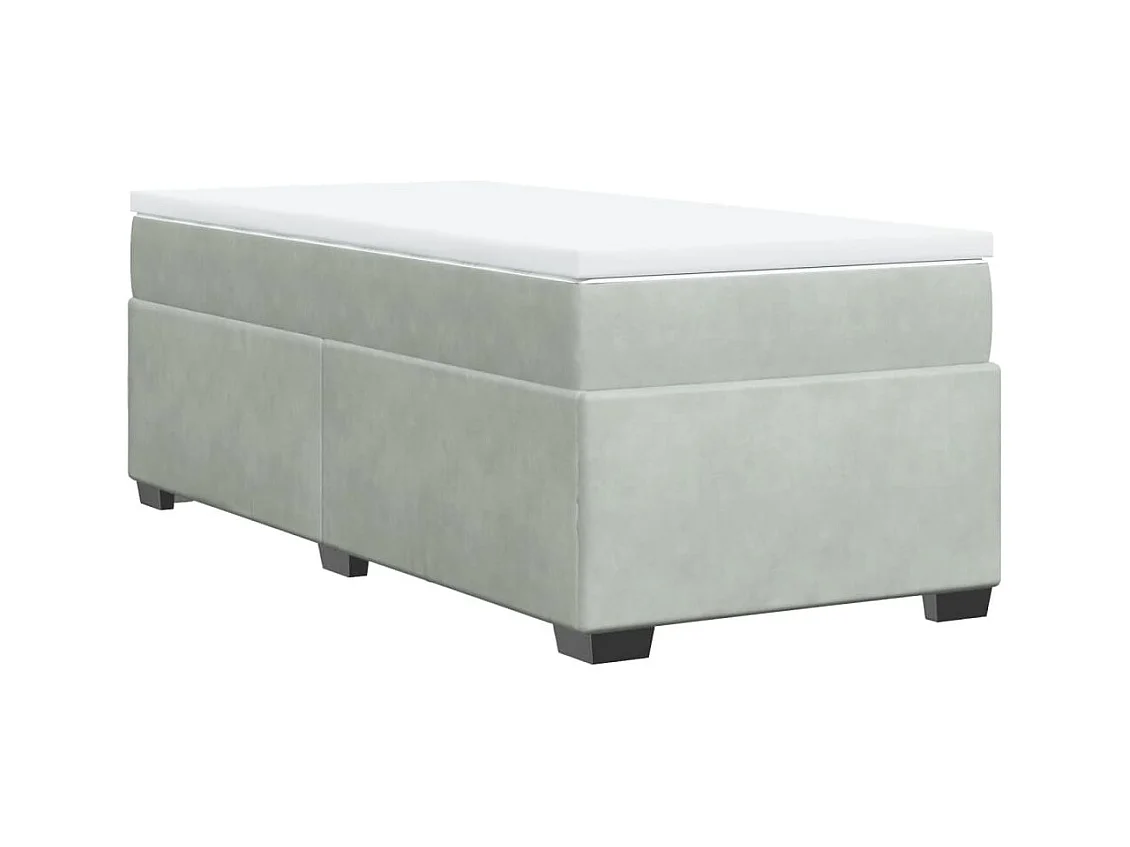 Boxspringbett mit Matratze Hellgrau 100x200 cm Samt