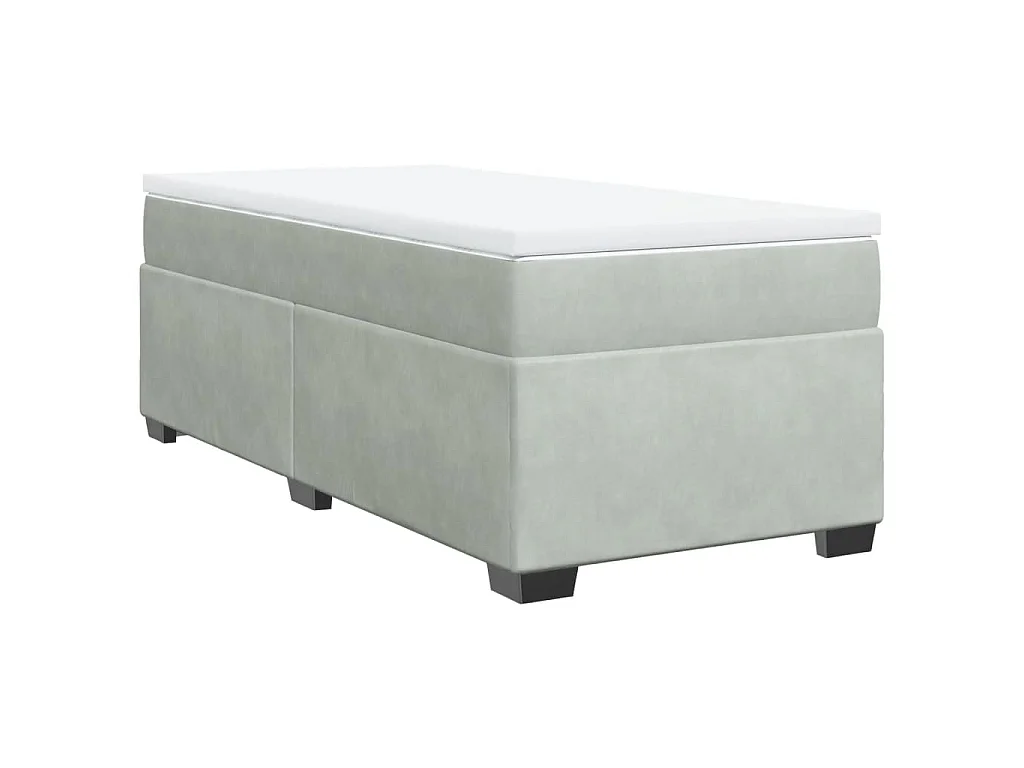 Giroletto a Molle con Materasso Grigio Chiaro 100x200cm Velluto