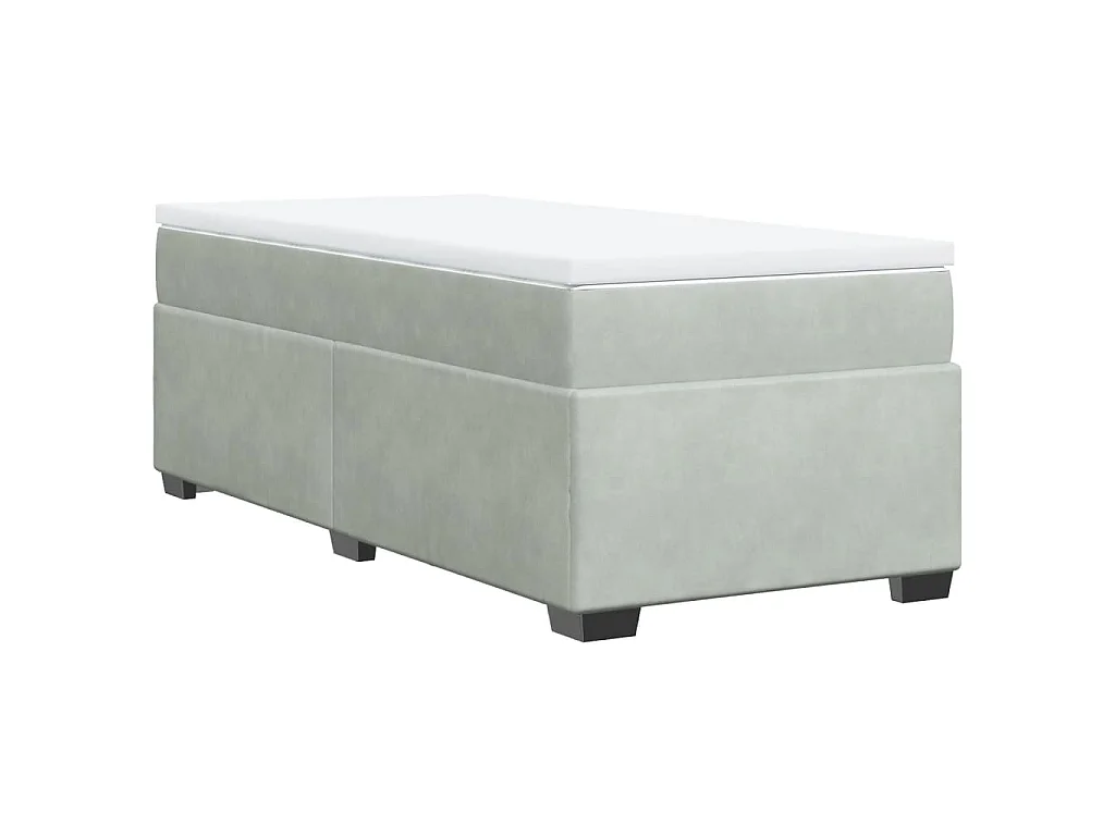Giroletto a Molle con Materasso Grigio Chiaro 100x200cm Velluto