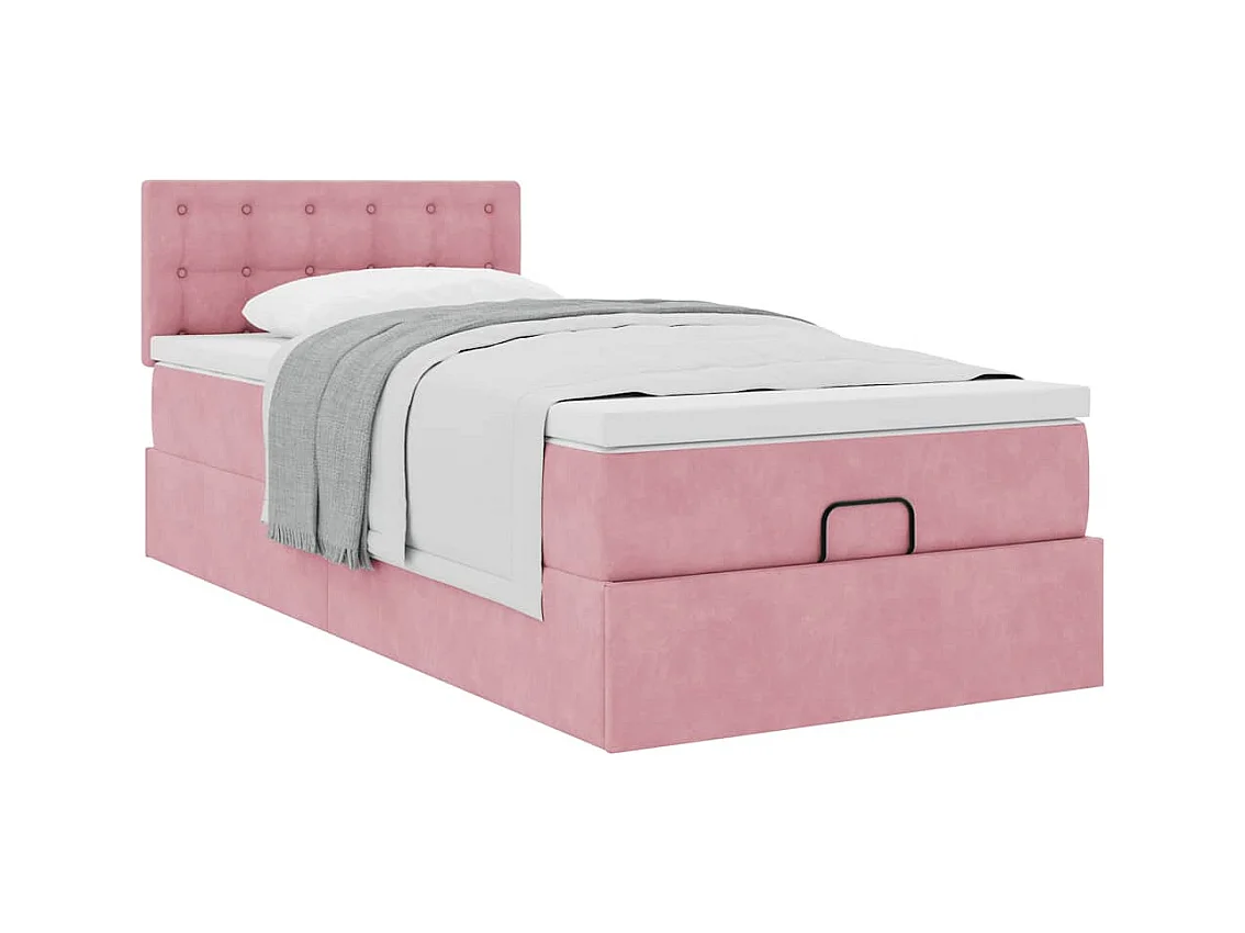 Ottoman-Bett mit Matratze Rosa 100x200 cm Samt