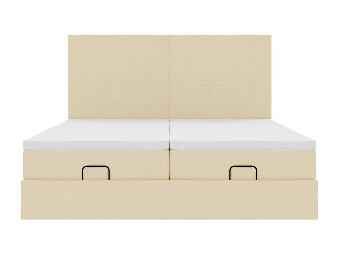 Estrutura de cama otomana com colchões tecido creme 180x200cm
