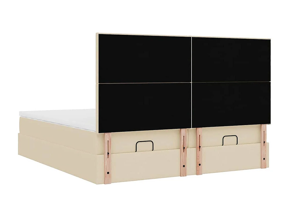Estrutura de cama otomana com colchões tecido creme 180x200cm