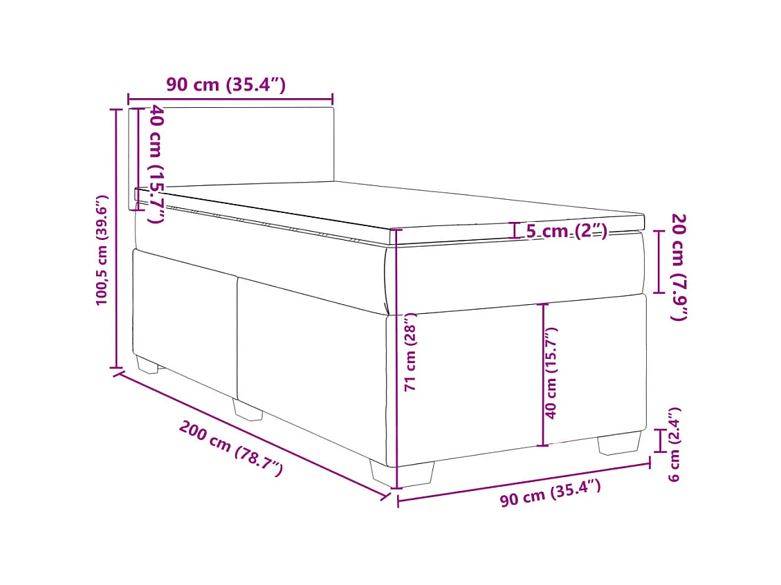 Giroletto a Molle con Materasso Blu 90x200 cm inTessuto