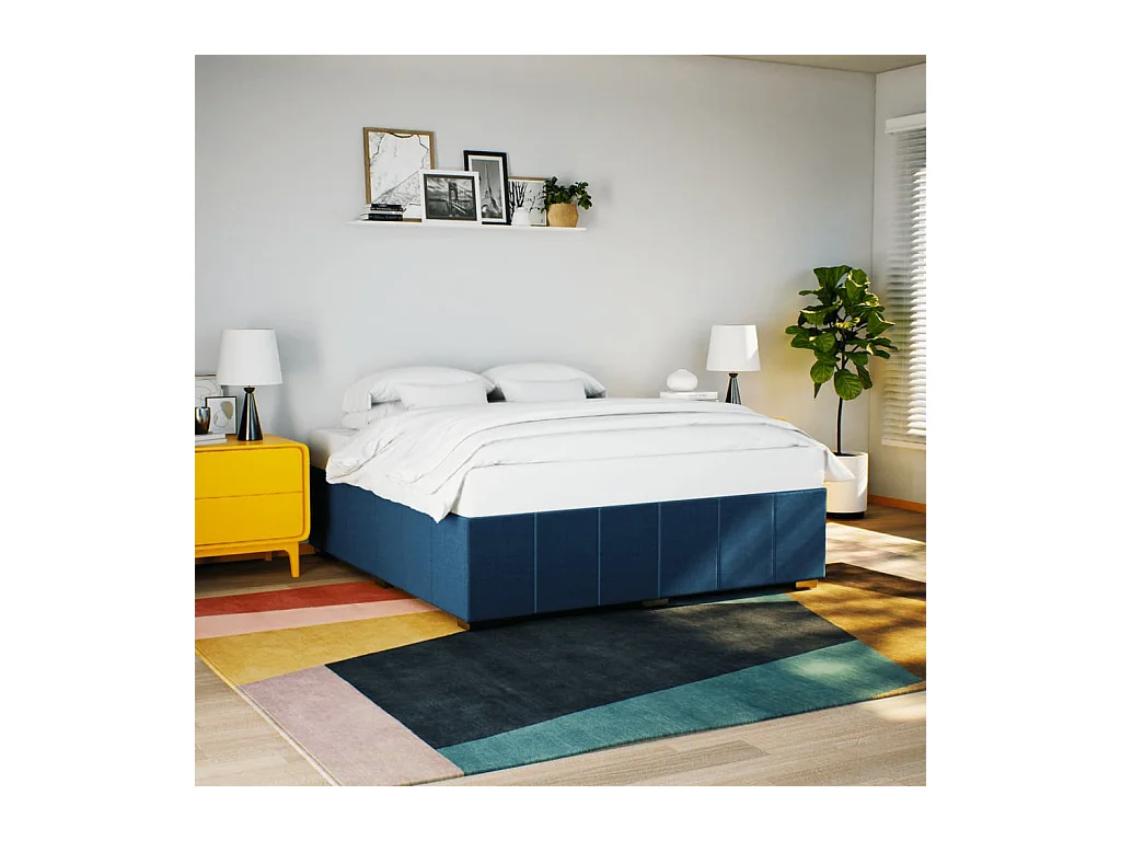 Bettgestell ohne Matratze Blau 180x200 cm Stoff