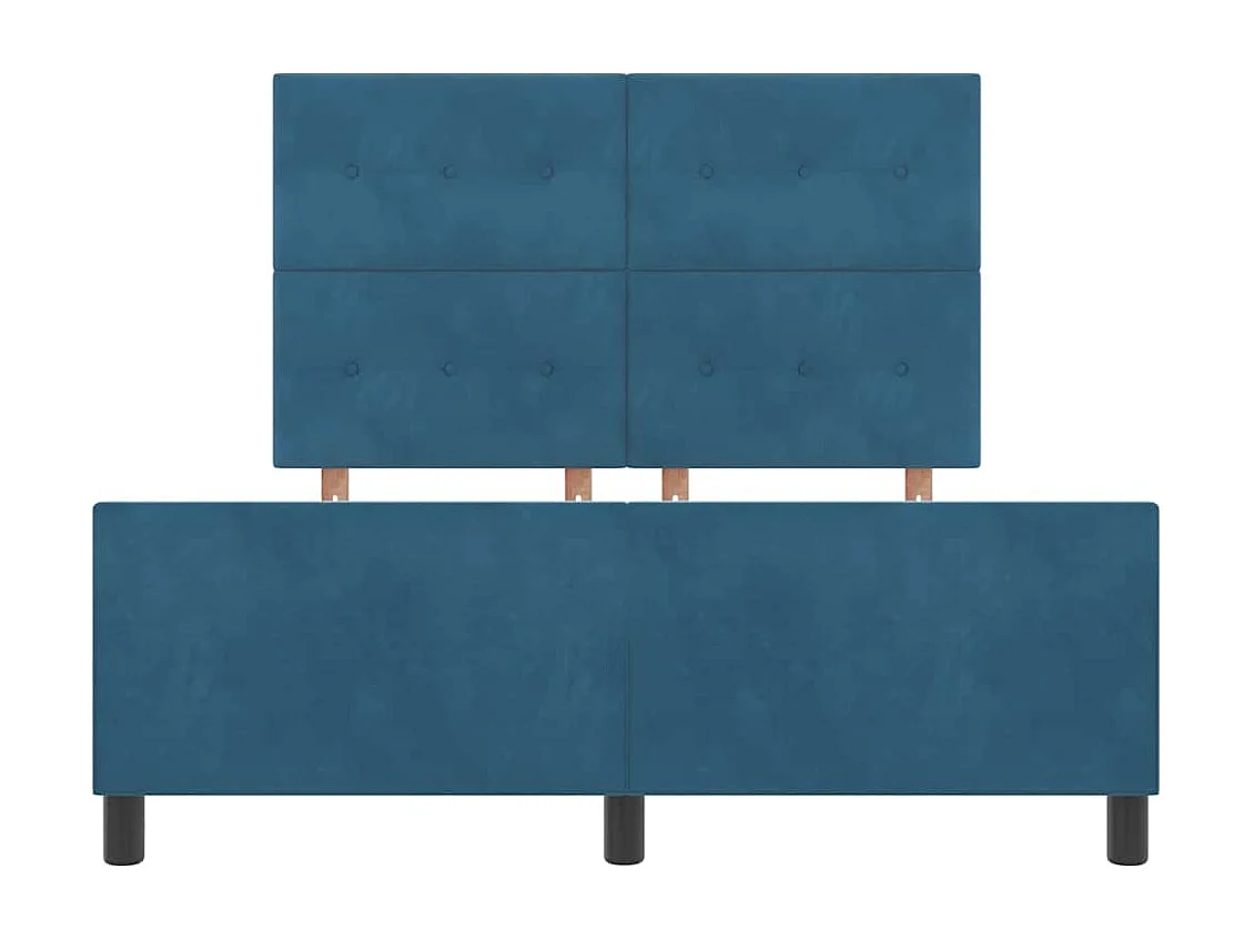 Letto a molle con testiera Blu Scuro 140 x 190 cm Velluto