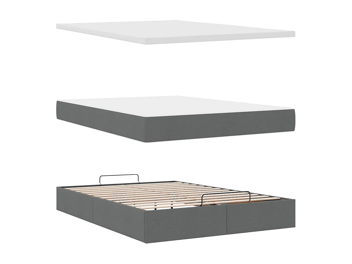 Struttura Letto Pouf con Materasso 140x190 cm in Tessuto
