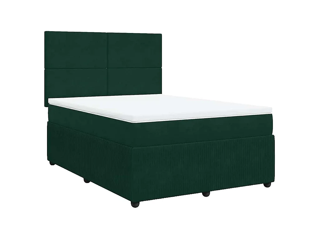 Sommier à lattes de lit et matelas Vert foncé 140x190cm Velours