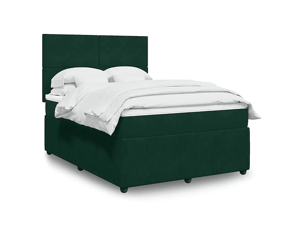 Sommier à lattes de lit et matelas Vert foncé 140x190cm Velours