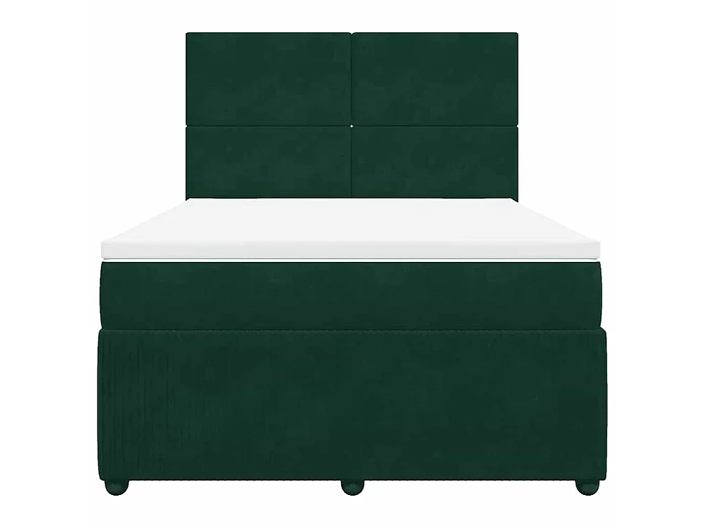 Cama com molas/colchão 140x190 cm veludo verde-escuro