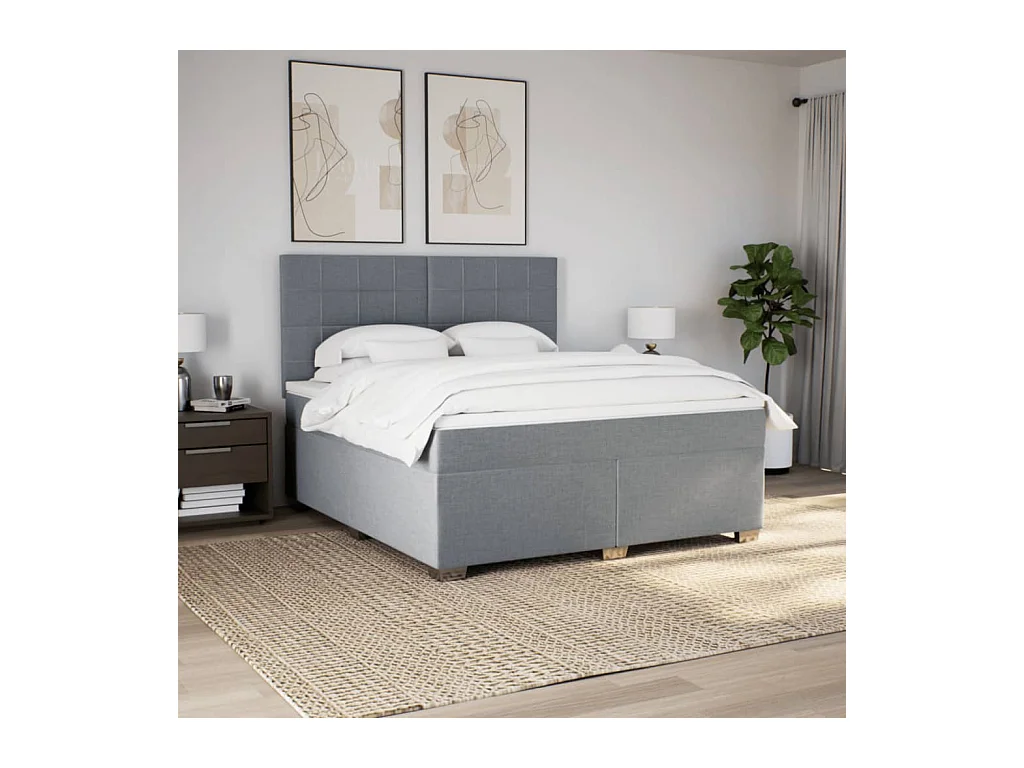 Sommier à lattes de lit avec matelas Gris clair 180x200cm Tissu