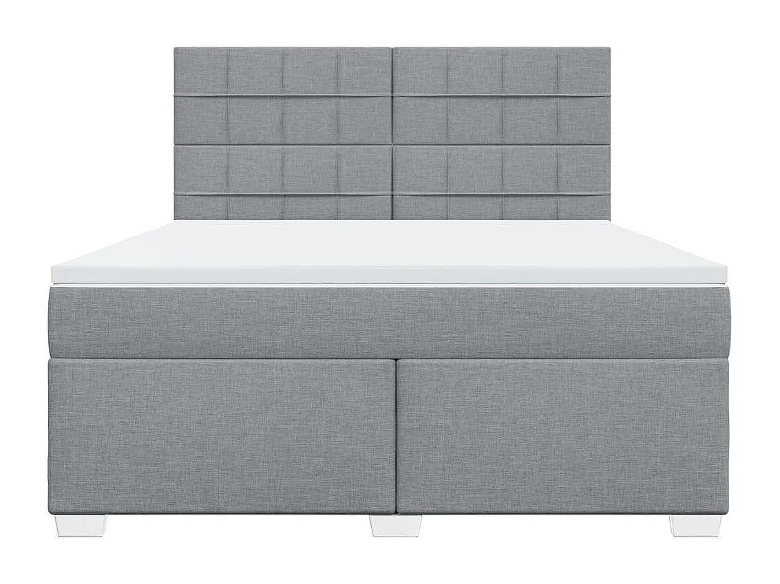 Cama box spring con colchón tela gris claro 180x200 cm