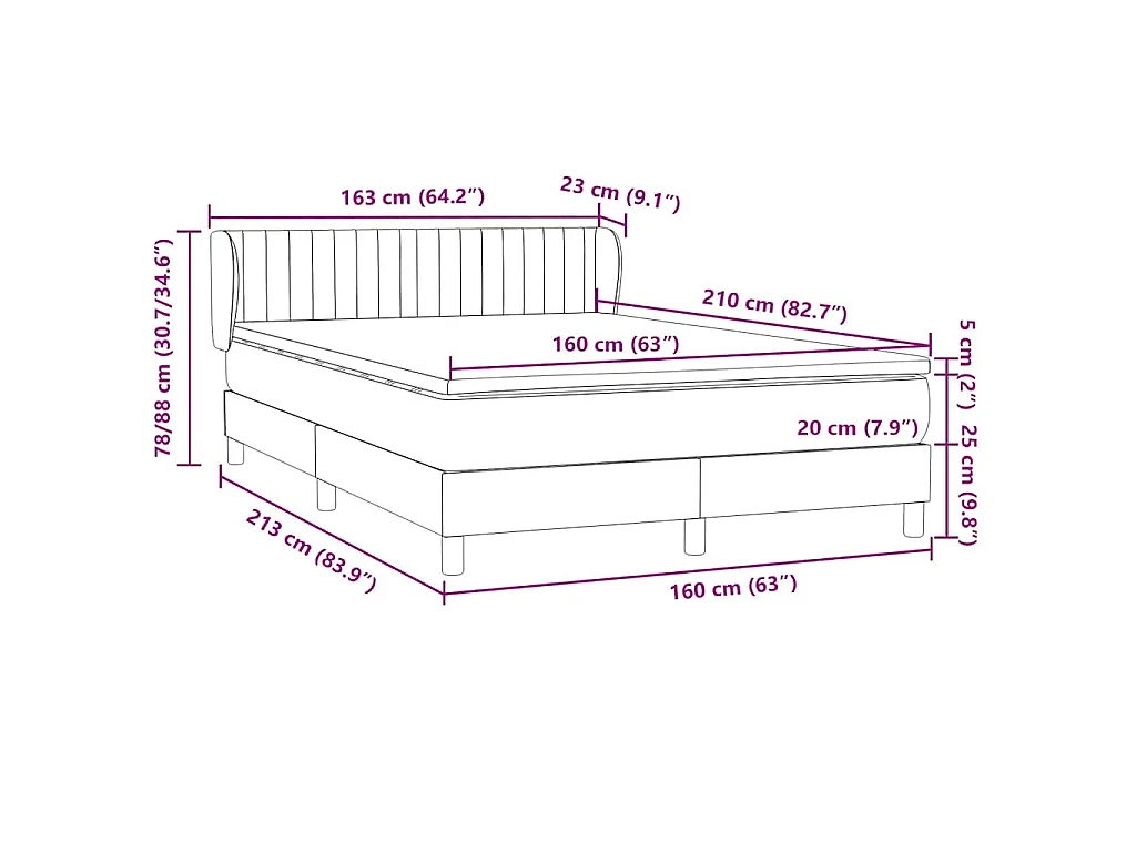 Boxspringbett mit Matratze Rosa 160x210 cm Samt