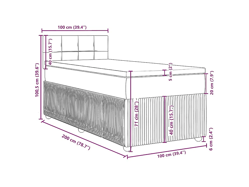 Boxspringbett mit Matratze Dunkelbraun 100x200 cm Stoff
