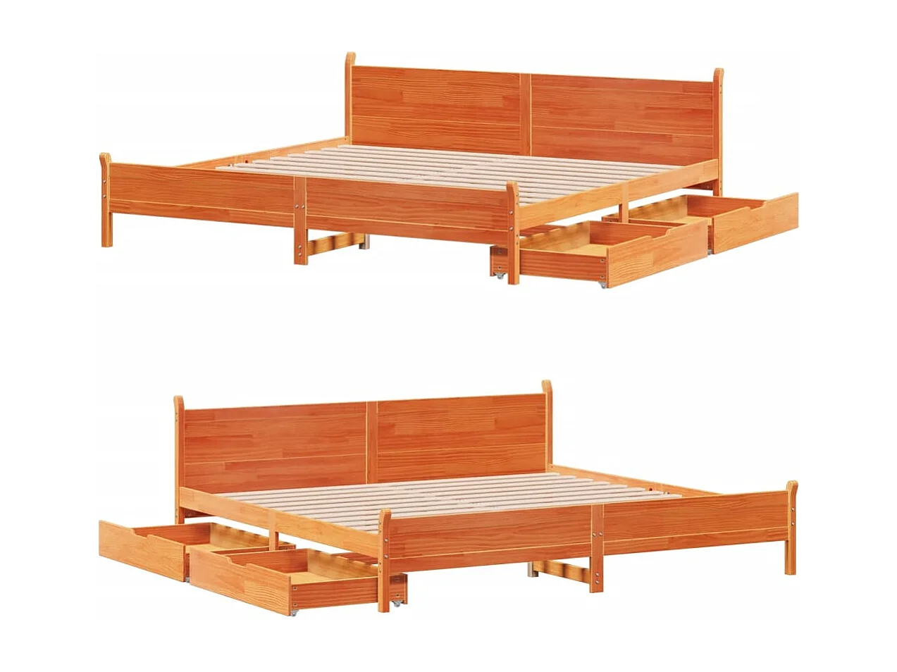 Letto senza Materasso Marrone Cera 180x200 cm in Legno di Pino