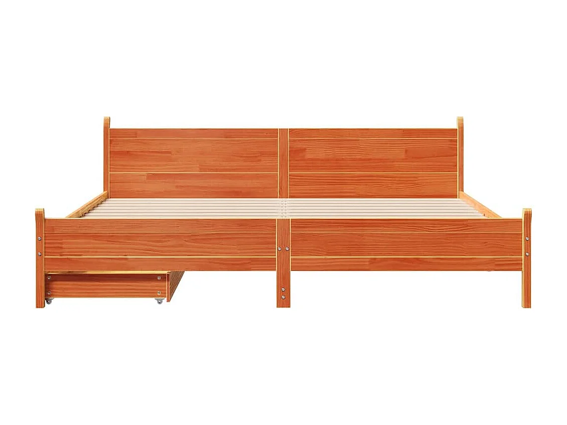 Cadre de lit sans matelas cire marron 180x200cm bois pin massif