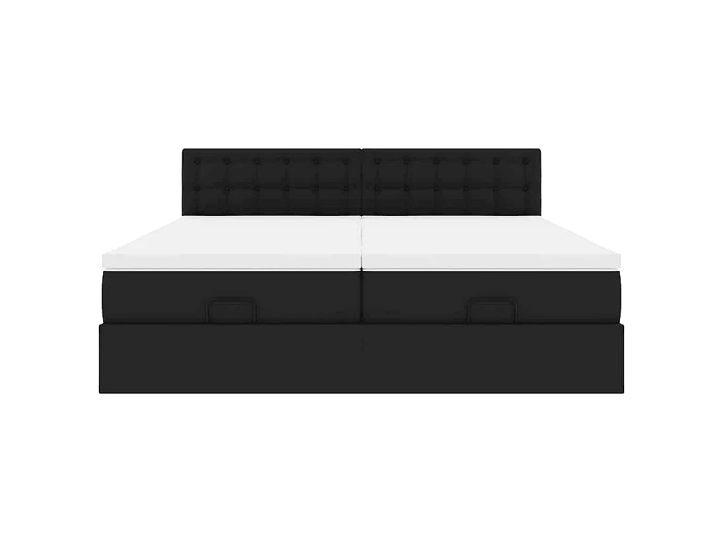 Ottoman-Bett mit Matratzen & LEDs Schwarz 180x200 cm Kunstleder