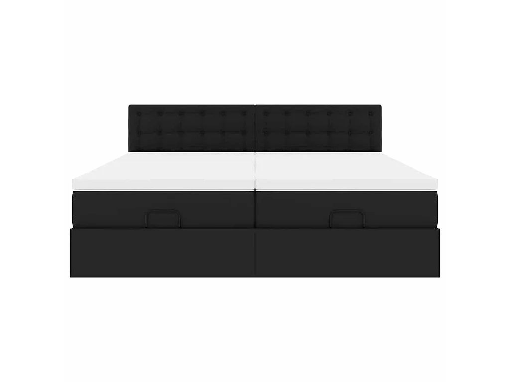 Ottoman-Bett mit Matratzen & LEDs Schwarz 180x200 cm Kunstleder
