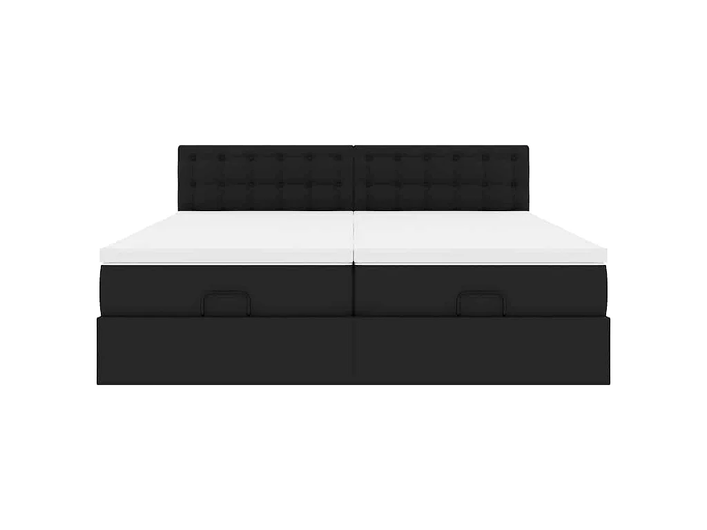 Pouf Letto con Materassi e LED Nero 180x200cm Similpelle