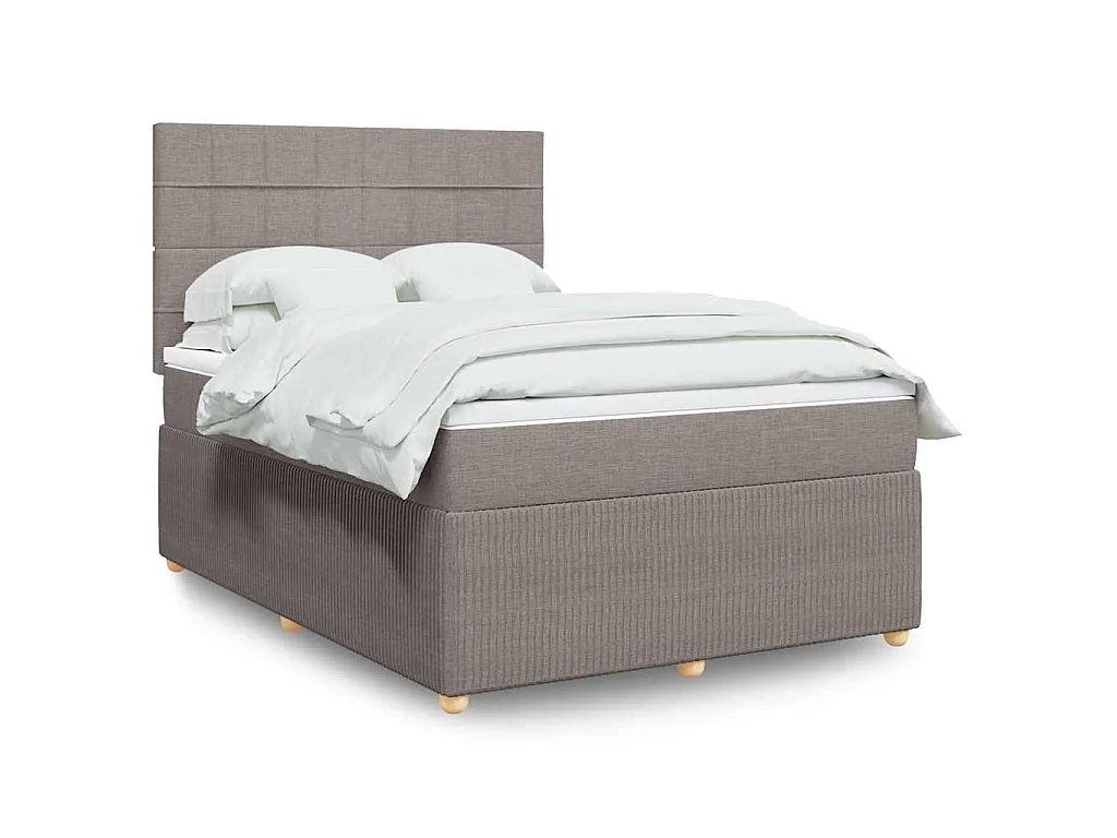 Giroletto a Molle con Materasso Tortora 140x190 cm in Tessuto