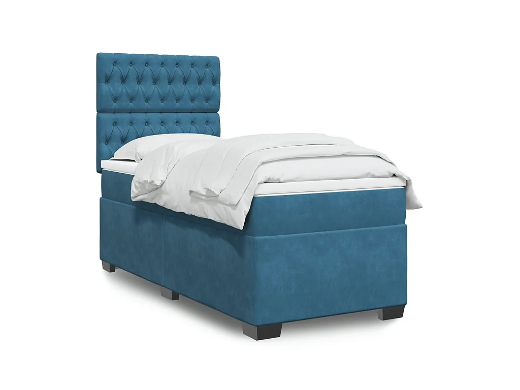 Sommier à lattes de lit avec matelas bleu 100x200 cm