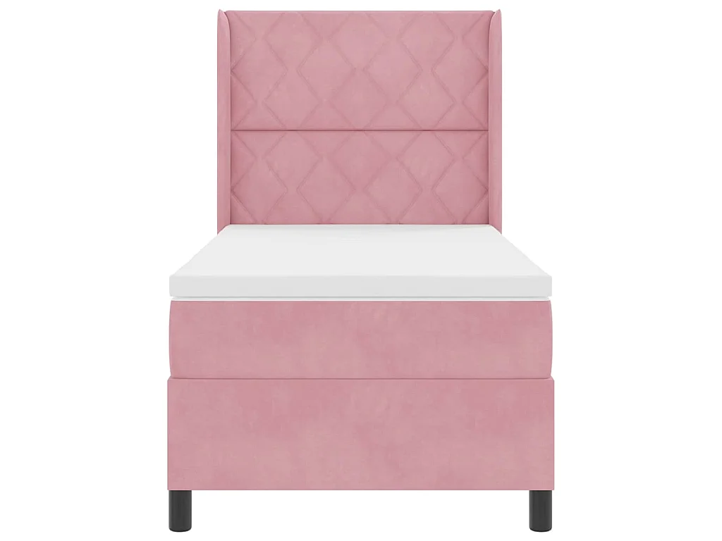 Boxspringbed met LED-stripverlichting Roze 90 x 190 cm Fluweel