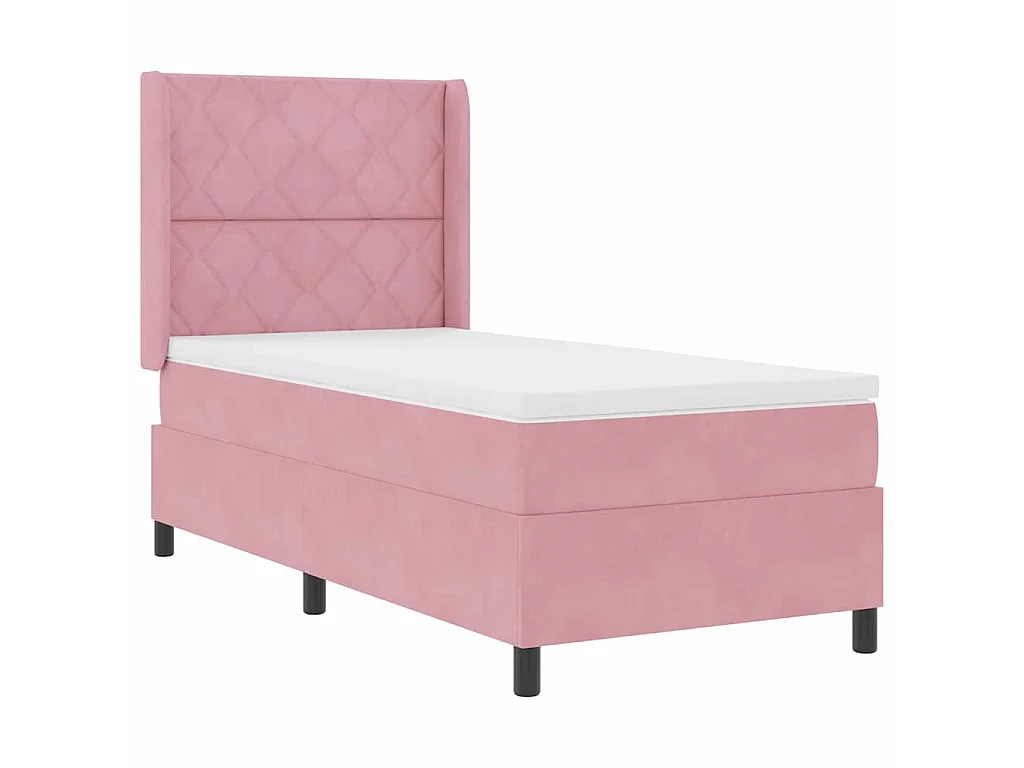 Boxspringbed met LED-stripverlichting Roze 90 x 190 cm Fluweel