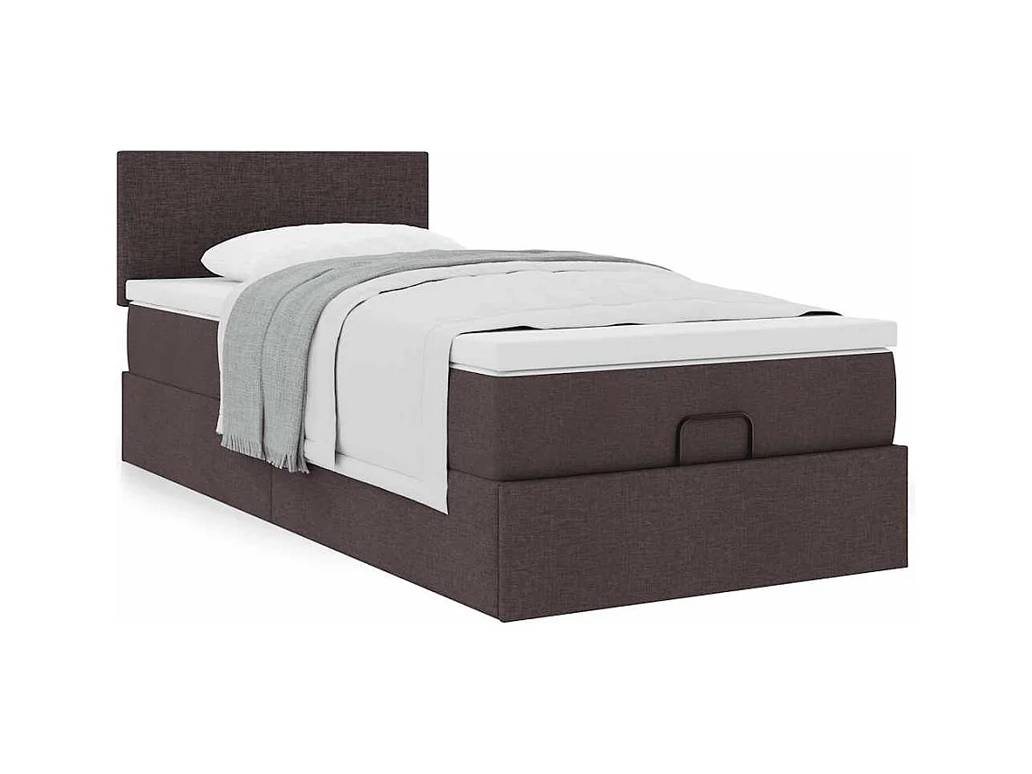Ottoman bed met matras 90x190cm stof donkerbruin