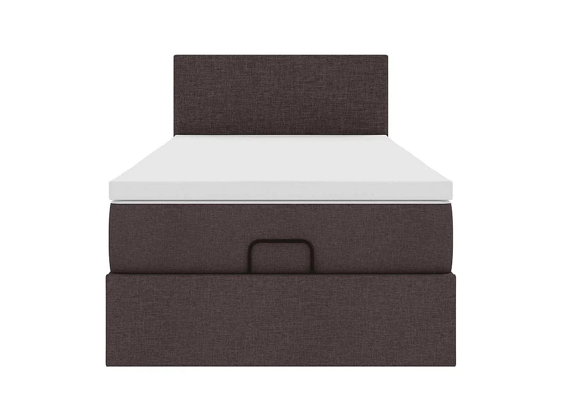 Cadre de lit ottoman avec matelas marron foncé 90x190 cm tissu
