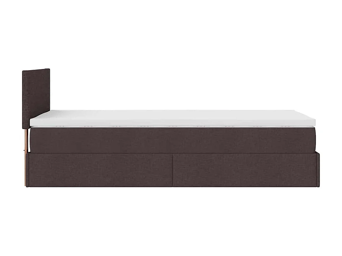 Cadre de lit ottoman avec matelas marron foncé 90x190 cm tissu