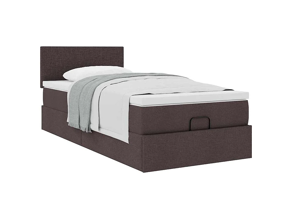Ottoman bed met matras 90x190cm stof donkerbruin