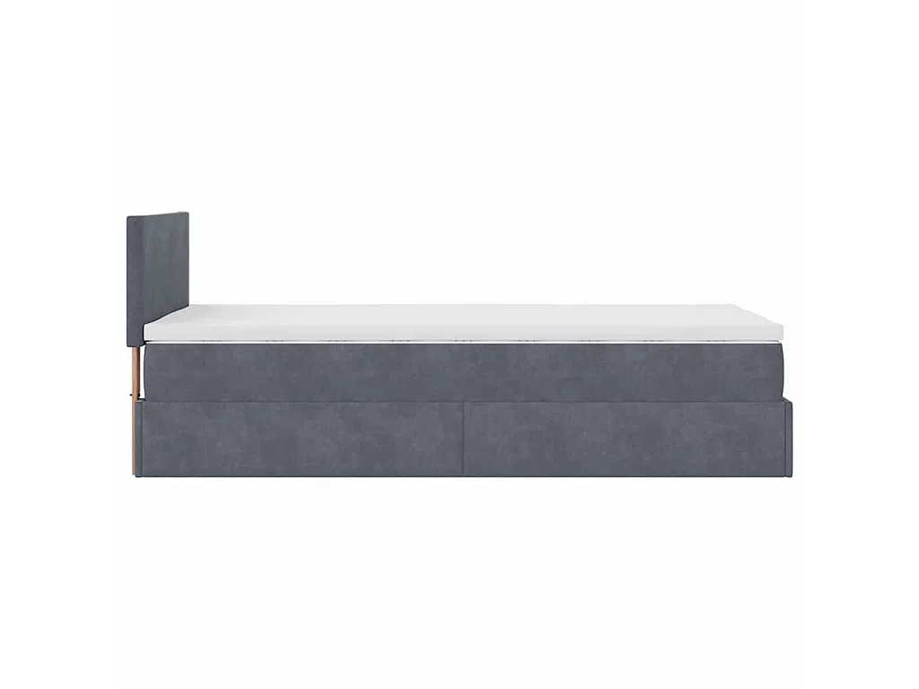 Estructura cama otomana colchón terciopelo gris oscuro 90x190cm